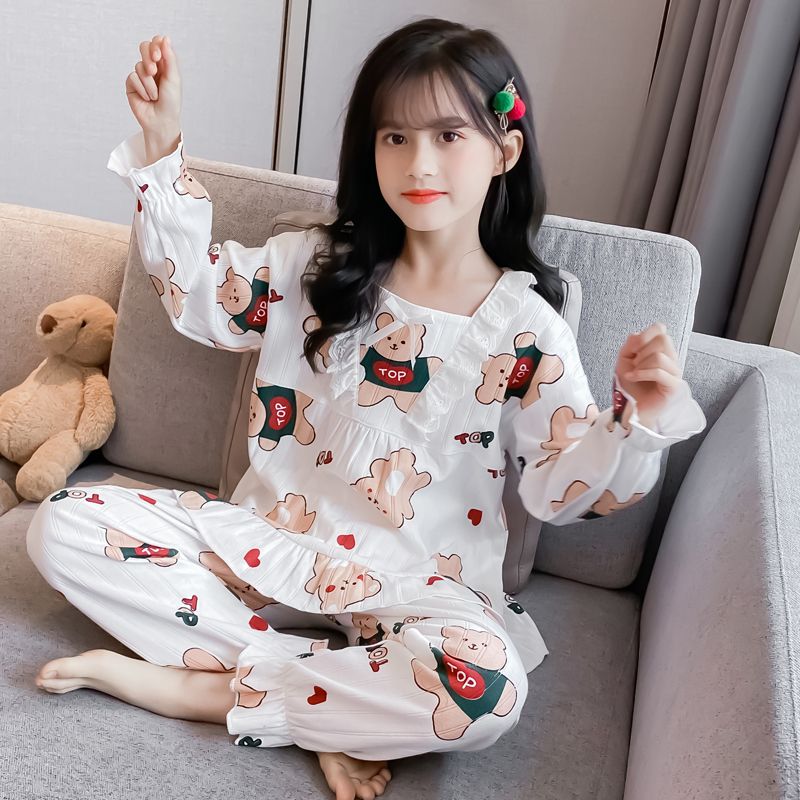 秋季新款兒童睡衣母女裝純棉長袖小女孩寶寶中大童親子家居服套裝