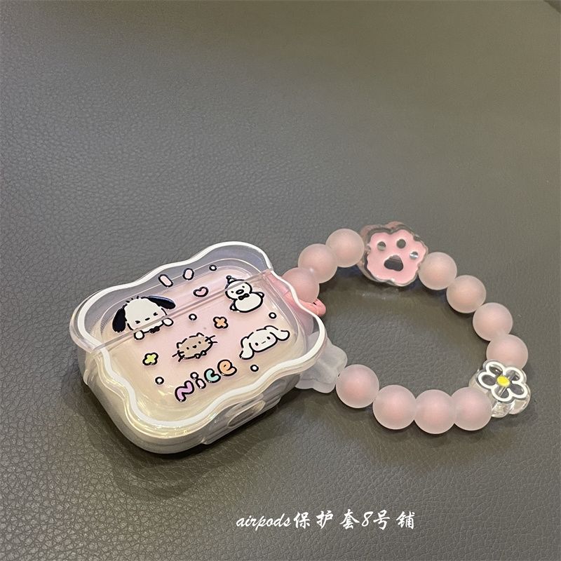 ins cute cartoon puppy gradient pink airpods wireless bluetooth headphone shell 1/2 generation 3 generation pro protective cover