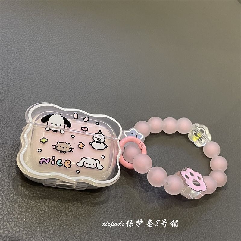 ins cute cartoon puppy gradient pink airpods wireless bluetooth headphone shell 1/2 generation 3 generation pro protective cover