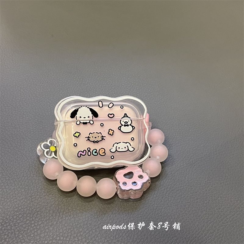 ins cute cartoon puppy gradient pink airpods wireless bluetooth headphone shell 1/2 generation 3 generation pro protective cover