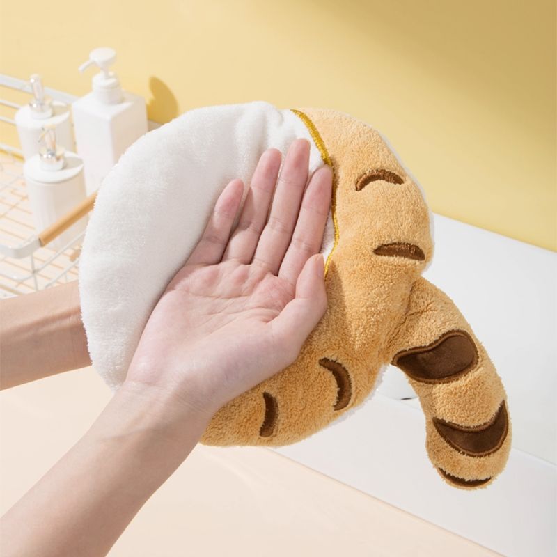 猫尾巴擦手巾可挂式超强吸水加厚毛巾擦儿童可爱手布珊瑚绒洗手巾