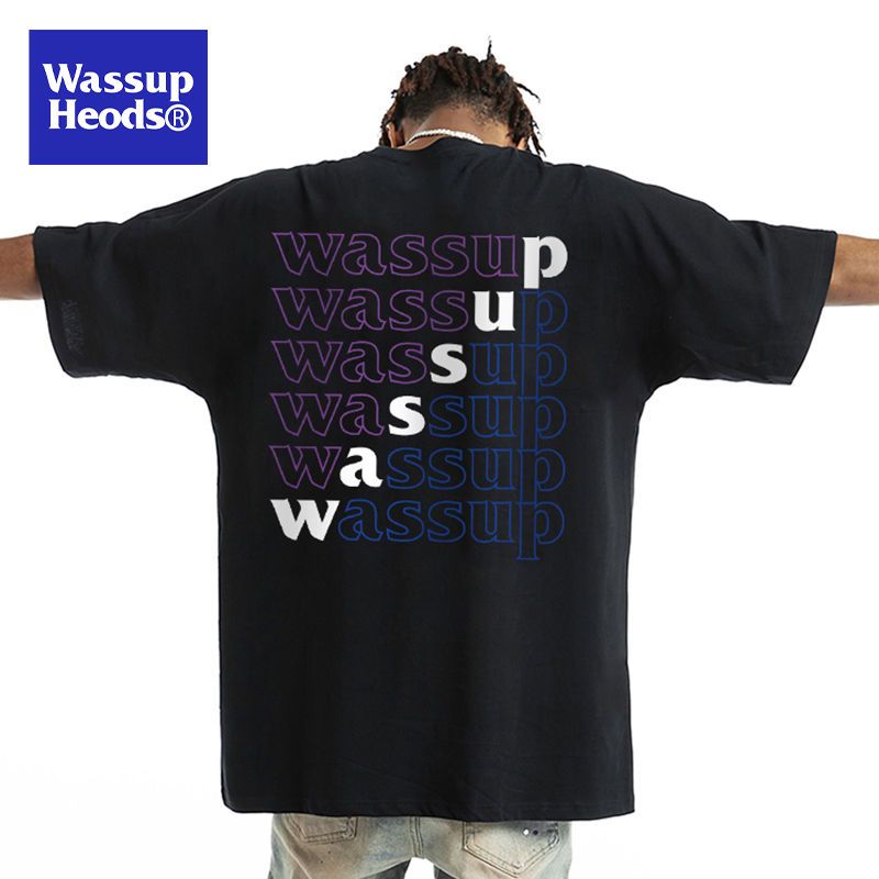 WASSUPHEODST恤男短袖潮牌ins國潮美式重磅純棉上衣服設計感