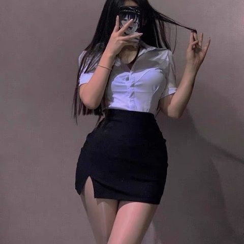 Slightly fat mm large size 2022 high-end pure desire shirt sexy bag hip skirt two-piece temperament hot girl suit female