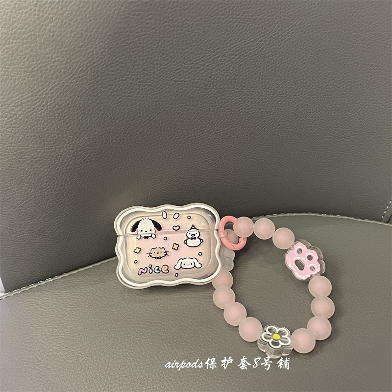 ins cute cartoon puppy gradient pink airpods wireless bluetooth headphone shell 1/2 generation 3 generation pro protective cover