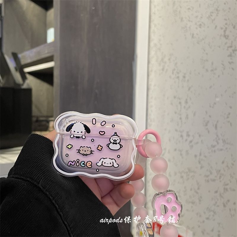 ins cute cartoon puppy gradient pink airpods wireless bluetooth headphone shell 1/2 generation 3 generation pro protective cover