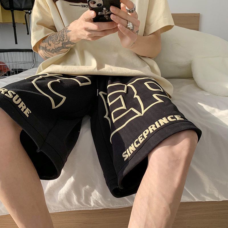 潮牌休閒短褲男士夏季新款寬鬆百搭五分褲ins潮流外穿薄款衛褲男