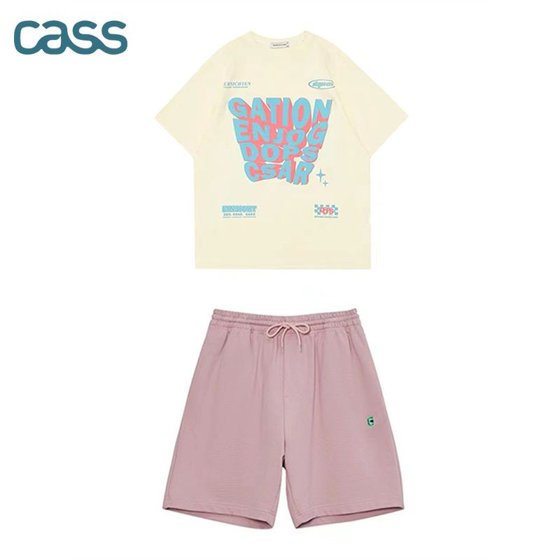 CASS可爱甜酷短袖运动套装女夏新款少女宽松学生休闲短裤两件套