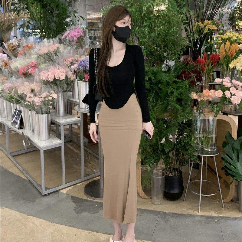 Spice Girl Slim Suspender Dress Female Summer Pure Desire High Sense Sleeveless Sexy Mid-length Fishtail Hip Skirt