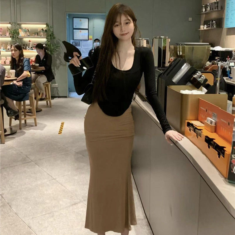 Spice Girl Slim Suspender Dress Female Summer Pure Desire High Sense Sleeveless Sexy Mid-length Fishtail Hip Skirt