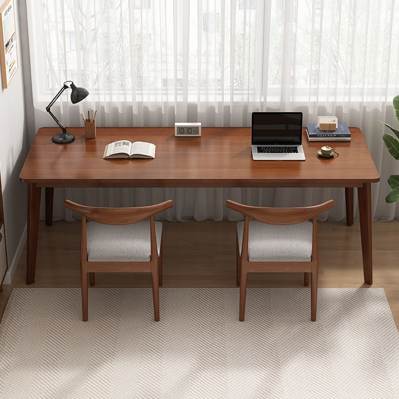 双人书桌实木腿长条桌家用卧室办公桌靠窗靠墙窄桌子工作台电脑桌