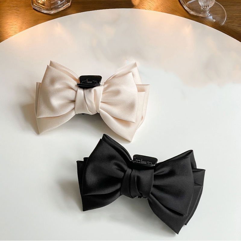 Zhang Yuxin's same style black double-sided bow large clip high-end head hair dish hair shark clip headdress