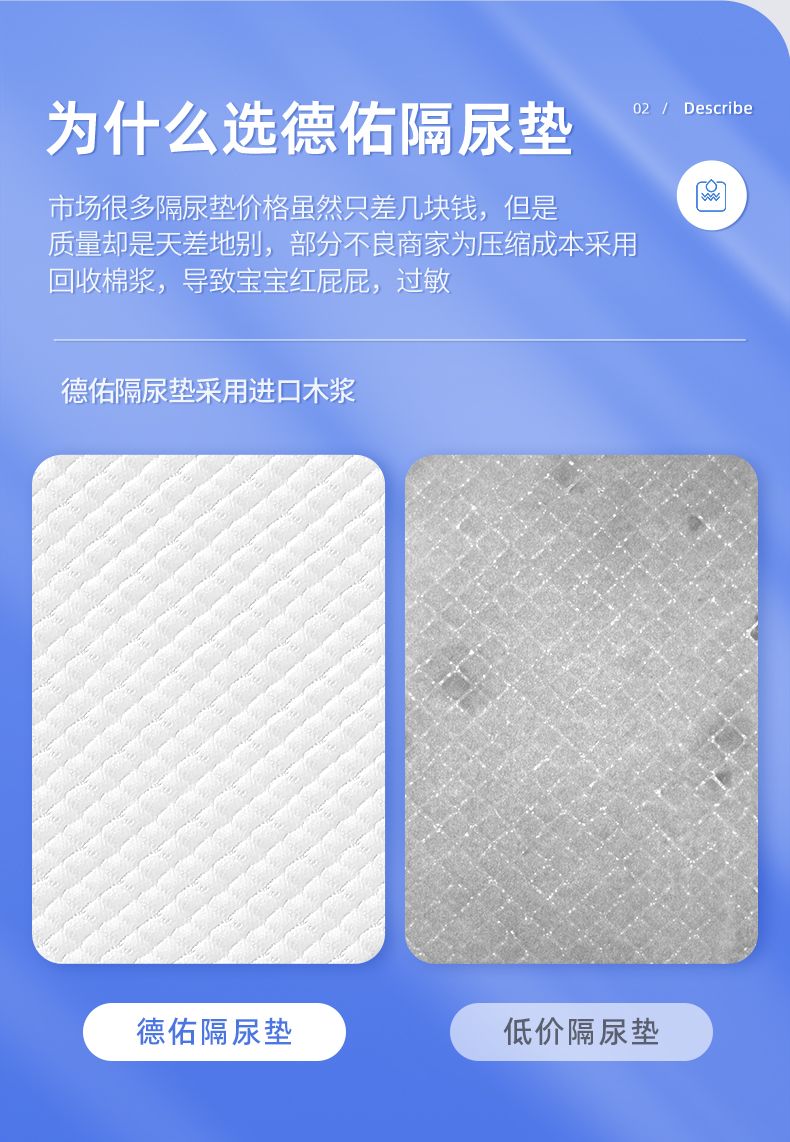  德佑隔尿垫婴儿一次性儿童宝宝新生儿防水不可洗棉大号隔尿垫巾
