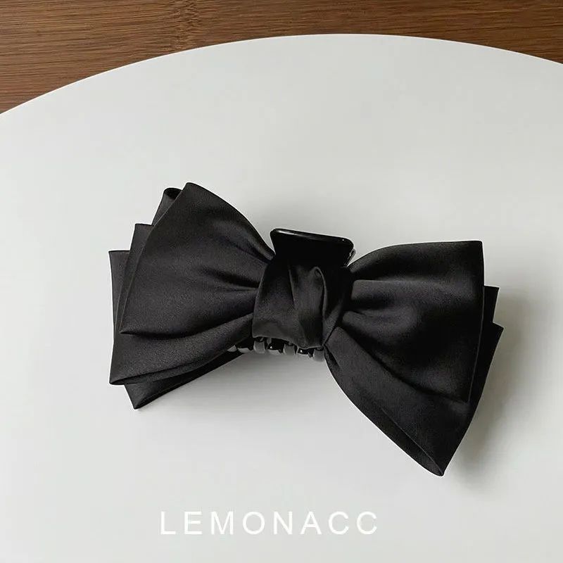 Zhang Yuxin's same style black double-sided bow large clip high-end head hair dish hair shark clip headdress