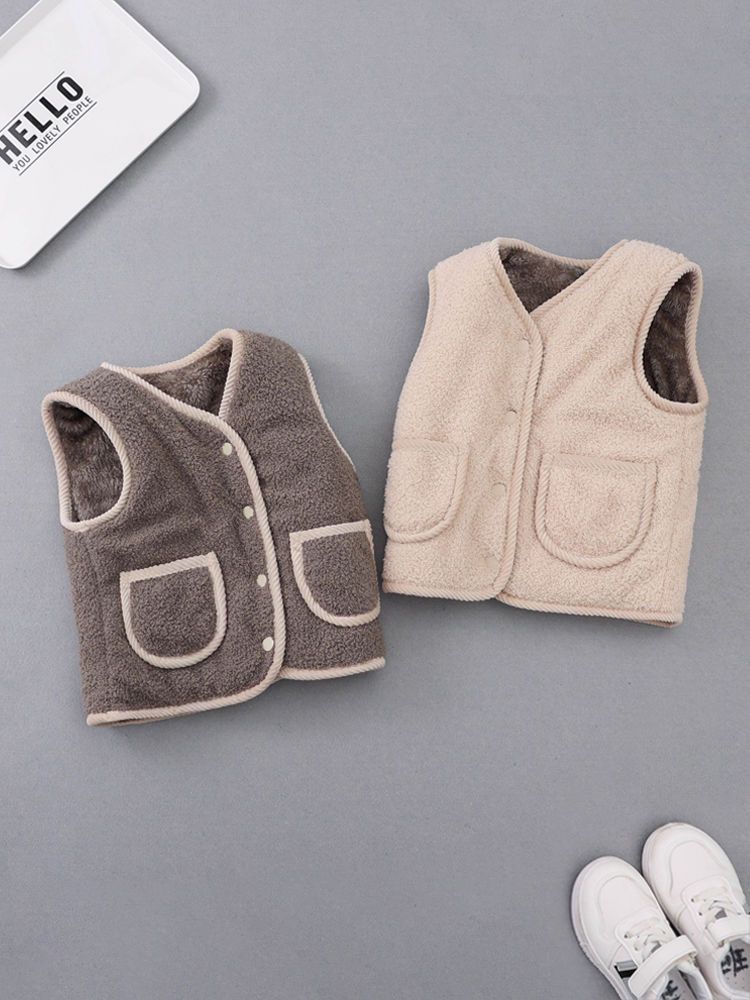 New baby thickened vest middle and small children's warm vest boys and girls double-sided velvet cotton vest baby children's clothing vest