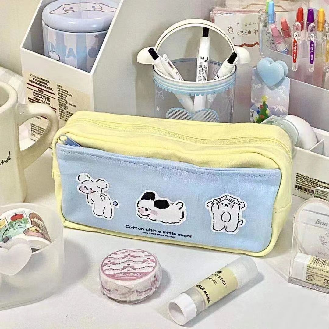 Original simple Japanese ins large-capacity pencil case niche color matching junior high school student exam portable pencil pencil case