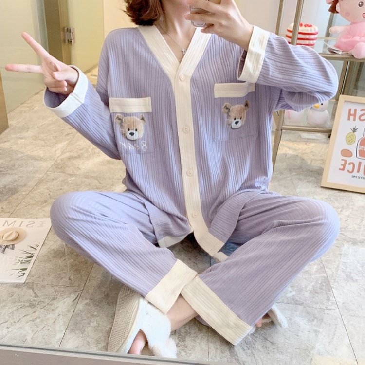 睡衣女新款春秋季長袖寬鬆韓版小香風可外穿家居服春季兩件套裝