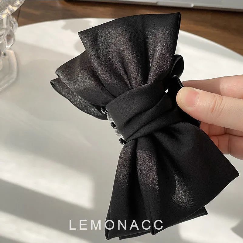 Zhang Yuxin's same style black double-sided bow large clip high-end head hair dish hair shark clip headdress