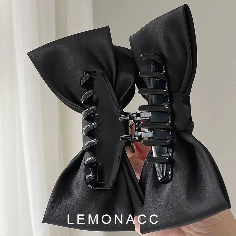 Zhang Yuxin's same style black double-sided bow large clip high-end head hair dish hair shark clip headdress