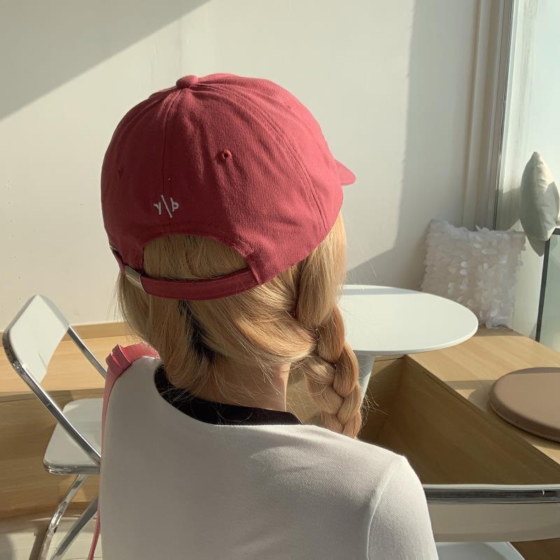 Korean ins plum color baseball cap female Korean version all-match show face small simple embroidery casual student cap