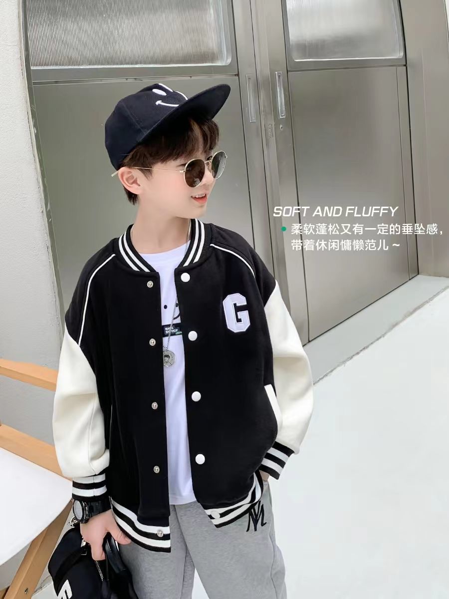 Children's jacket  autumn boys and girls Korean version of the alphabet baseball uniform baby short color matching jacket jacket tops