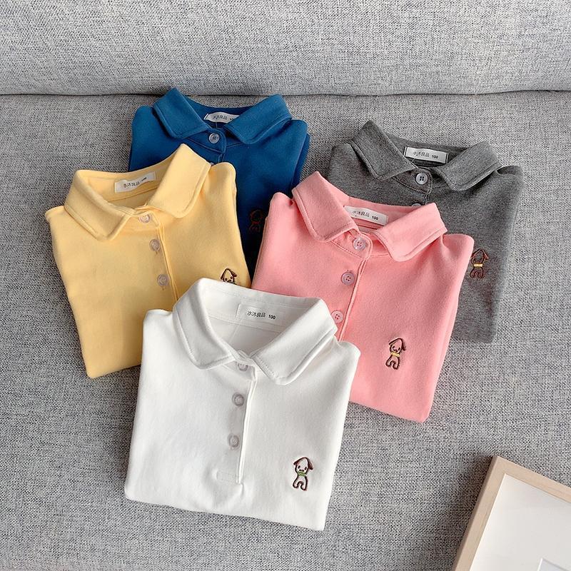 Children's lapel spring, autumn and winter long-sleeved t-shirt baby bottoming shirt pure cotton boys and girls polo shirt t-shirt T-shirt