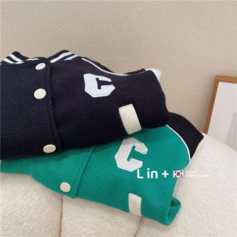 Children's jacket  autumn boys and girls Korean version of the alphabet baseball uniform baby short color matching jacket jacket tops