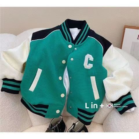 Children's jacket  autumn boys and girls Korean version of the alphabet baseball uniform baby short color matching jacket jacket tops