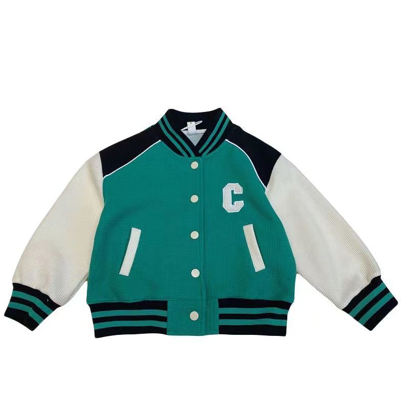 Children's jacket  autumn boys and girls Korean version of the alphabet baseball uniform baby short color matching jacket jacket tops