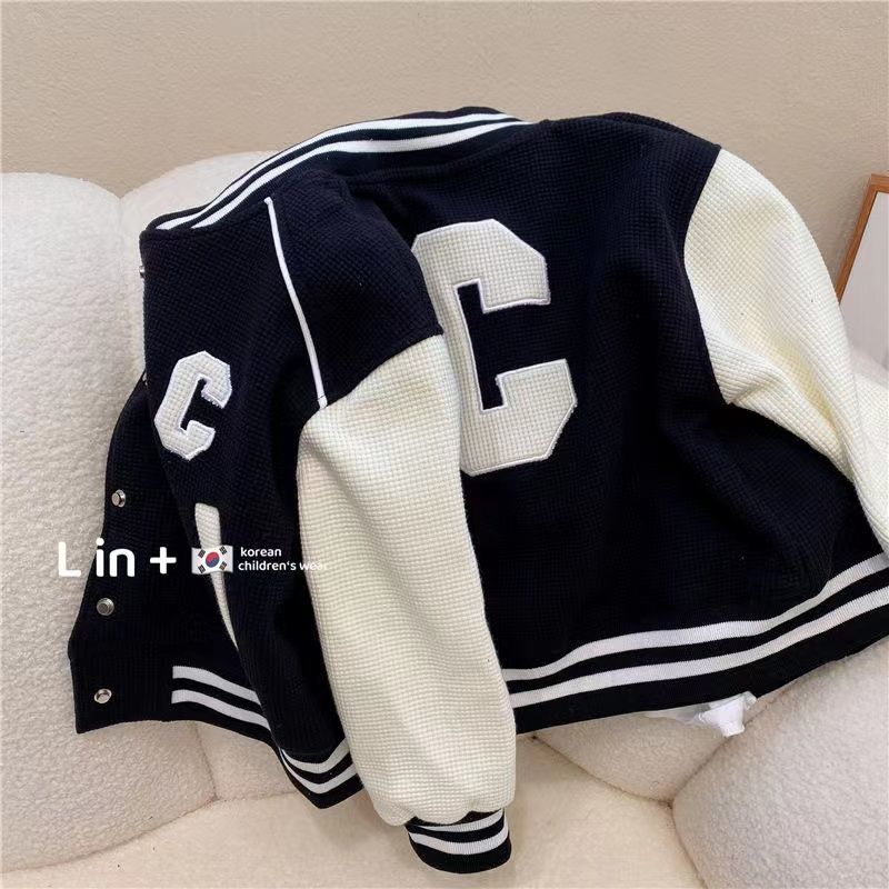 Children's jacket  autumn boys and girls Korean version of the alphabet baseball uniform baby short color matching jacket jacket tops