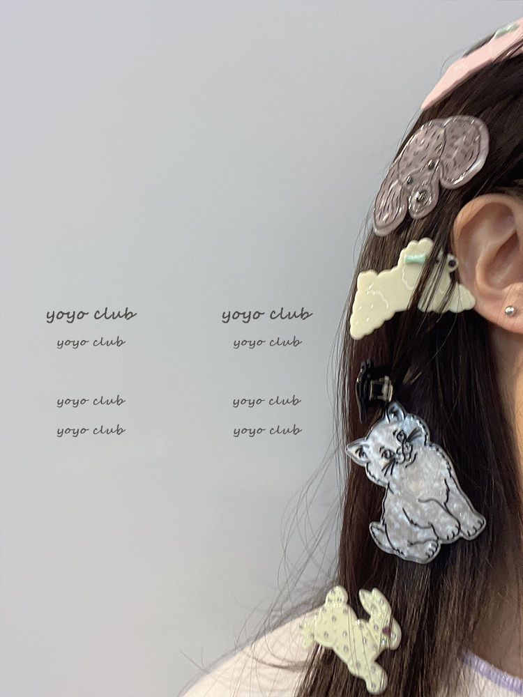 yoyoclub Korean niche design girl cute puppy kitten bangs clip duck mouth clip side clip hair accessories