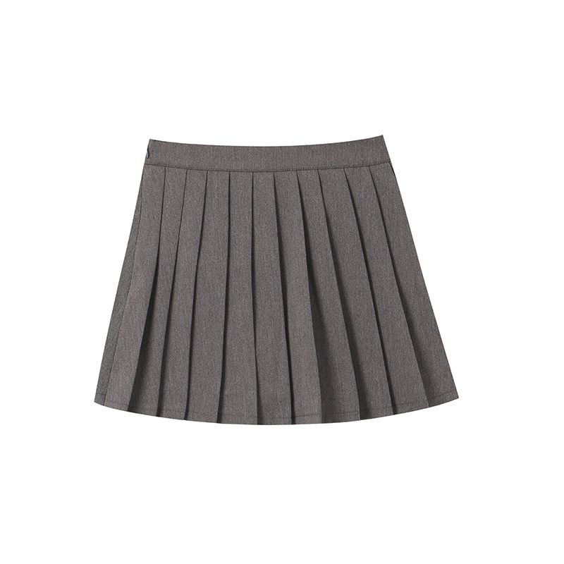 Spicy Girl Grey A-line Half length Skirt High Waist Slim Pleated Skirt  Autumn/Winter New Anti Shining Temperament Short Skirt