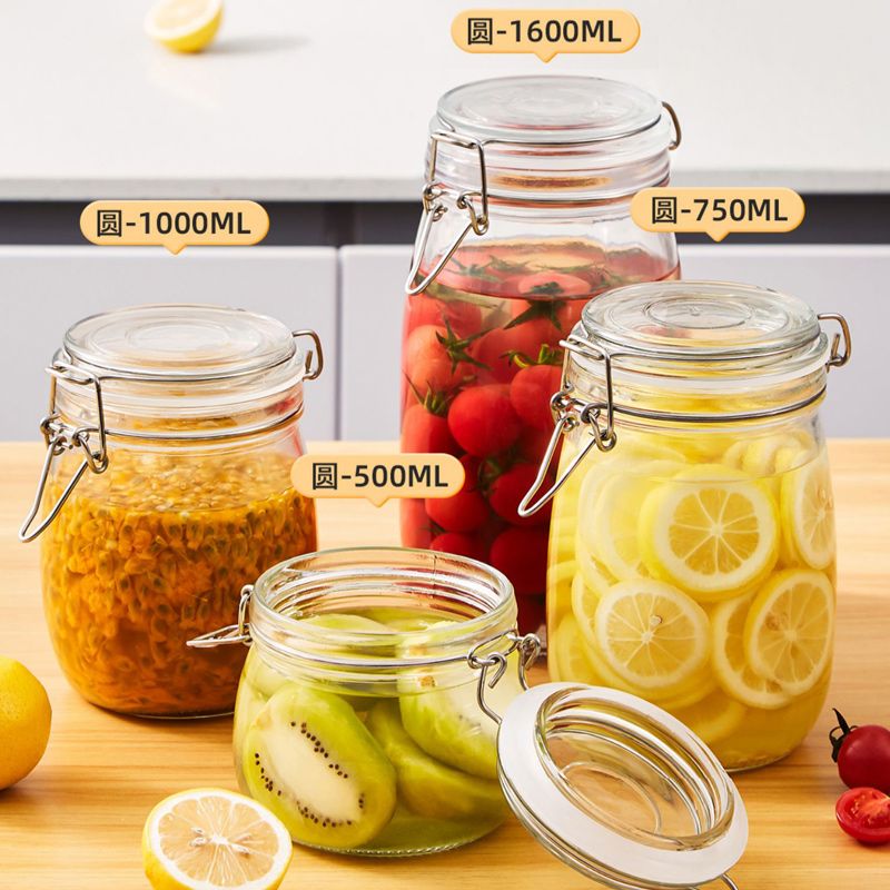 玻璃瓶密封罐罐头空瓶子食品级蜜蜂罐带盖家用杂粮储物罐泡菜坛子