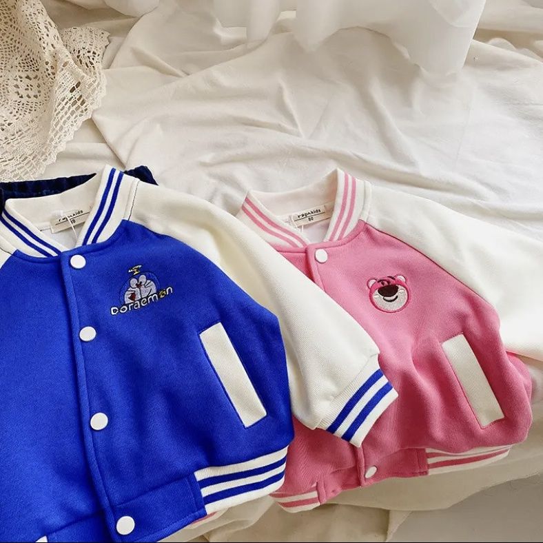 Boys and girls' jacket spring and autumn foreign style Korean style contrast color boy and girl baby loose warm fashion children's baseball uniform