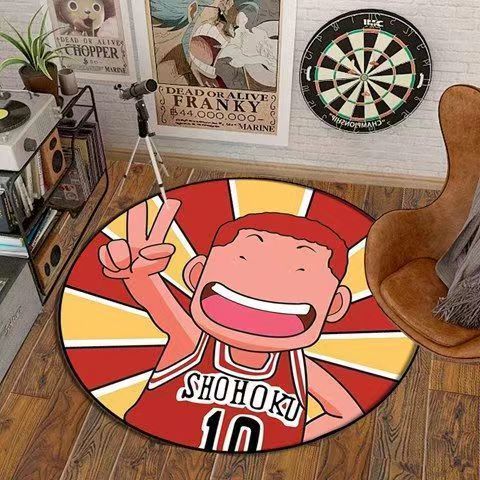 【現貨滿減】創意圓形地毯NBA湖人勇士火箭臥室卡通電腦椅吊籃轉椅子地墊定制