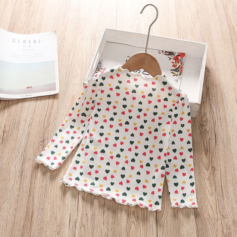 Girls spring and autumn floral bottoming shirt foreign style 2022 new baby thin section long-sleeved top children's wood ear clothes