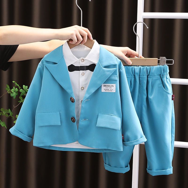 Boys suit 2023 new handsome baby suit three-piece western style infants and young children spring and autumn trendy clothes