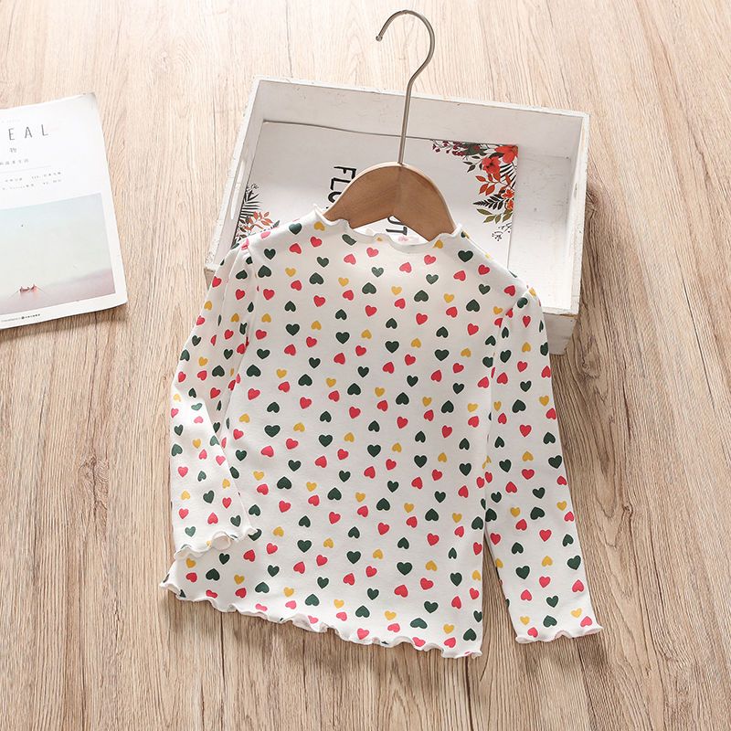 Girls spring and autumn floral bottoming shirt foreign style 2022 new baby thin section long-sleeved top children's wood ear clothes