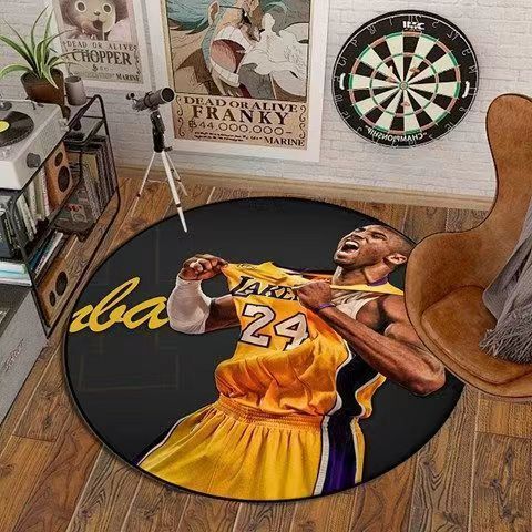 【現貨滿減】創意圓形地毯NBA湖人勇士火箭臥室卡通電腦椅吊籃轉椅子地墊定制