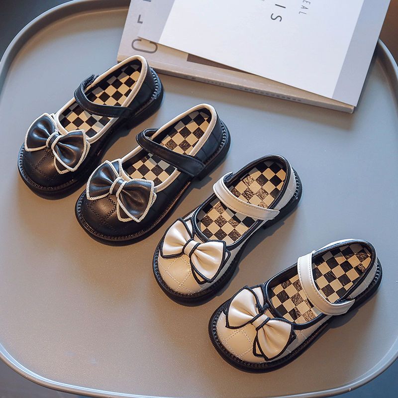 Girls leather shoes 2022 spring Korean version baby shoes children princess shoes cute black single shoes soft bottom little girl