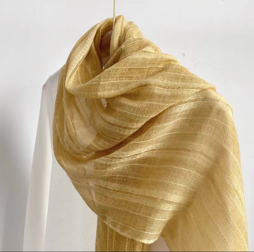 Sciarpa sottile in pizzo di lino, in cotone e lino, per l'estate, con protezione solare, per la primavera e l'autunno, alla moda_voghion.com