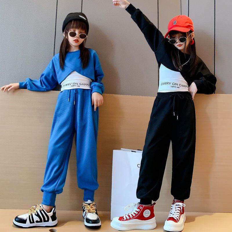 女童秋装套装2022新款网红洋气女孩秋款中大童韩版儿童运动三件套