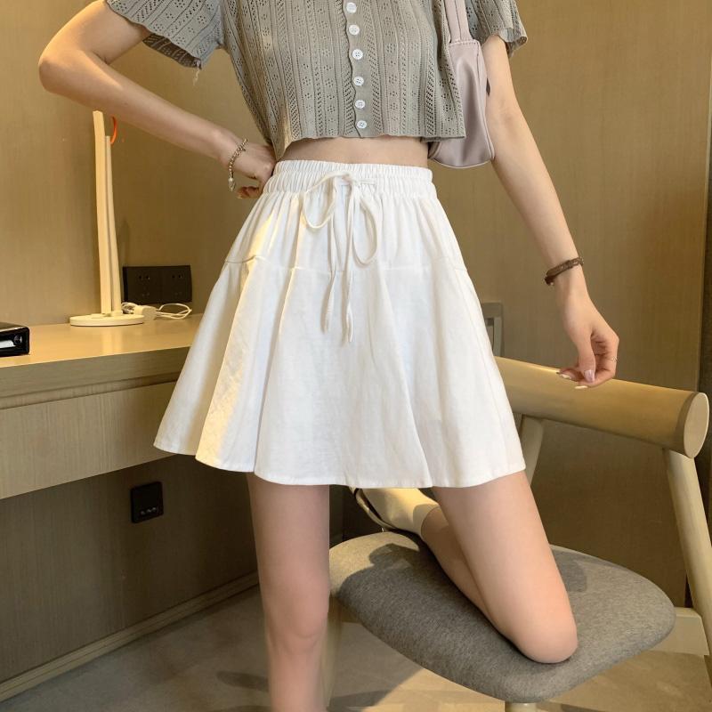 韩国chic复古系带高腰显瘦气质半身裙女夏季新款别致设计纯色长裙
