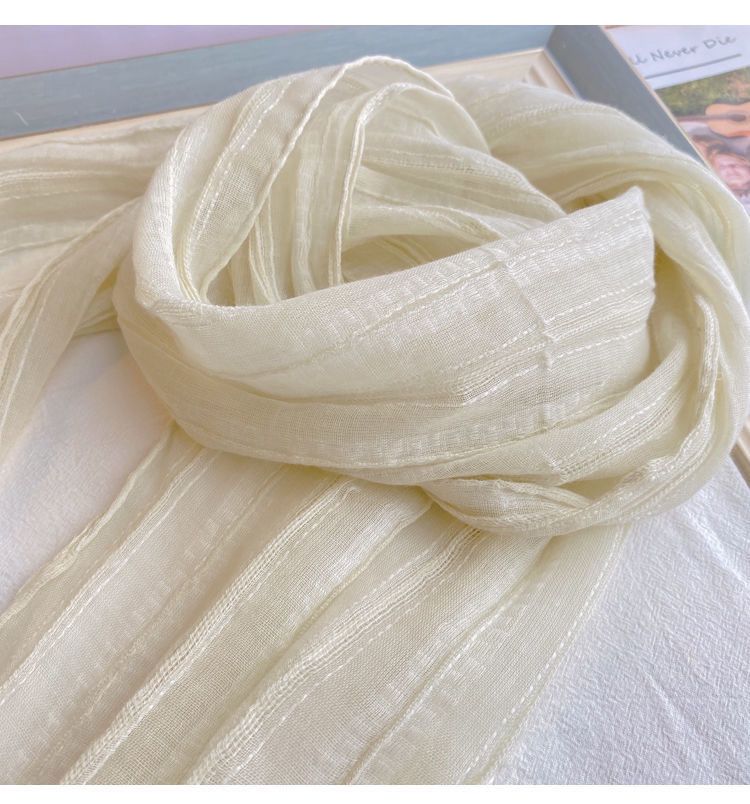 Sciarpa sottile in pizzo di lino, in cotone e lino, per l'estate, con protezione solare, per la primavera e l'autunno, alla moda_voghion.com