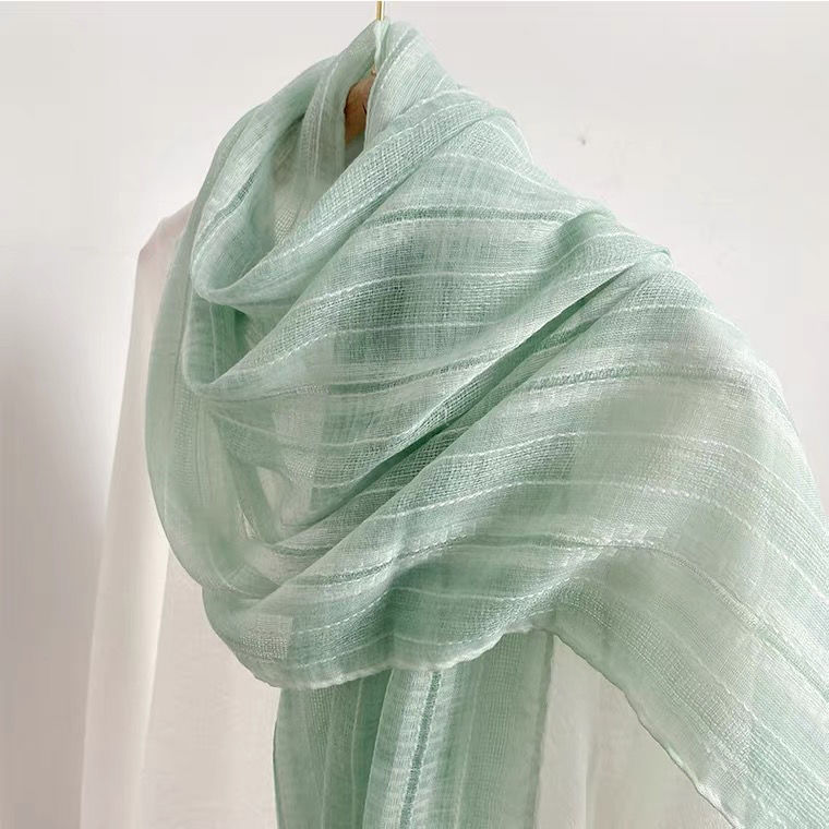 Sciarpa sottile in pizzo di lino, in cotone e lino, per l'estate, con protezione solare, per la primavera e l'autunno, alla moda_voghion.com