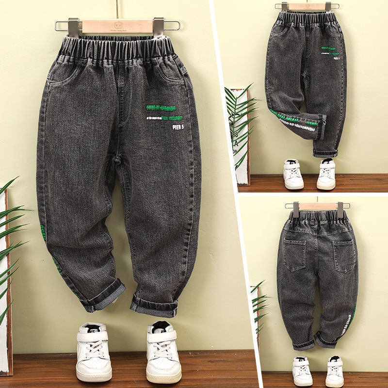 Children's clothing boys' denim pants 2023 spring and autumn new middle and big children's elastic Korean version handsome outerwear trousers loose tide