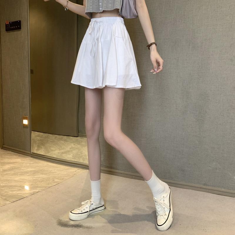 白色百褶半身裙女夏季2022年新款小个子高腰显瘦宽松a字短裙裤裙
