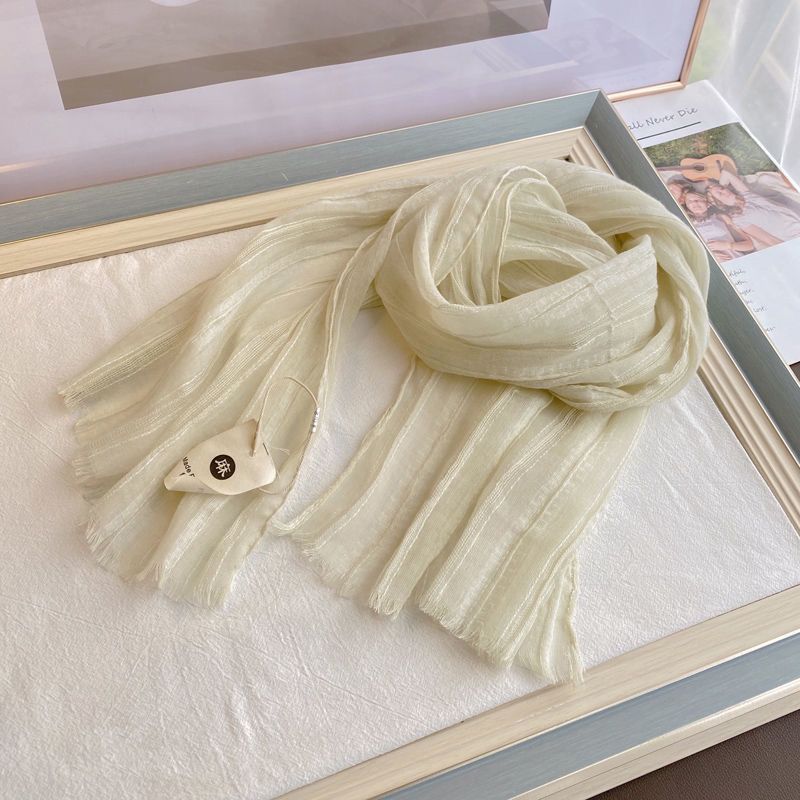 Sciarpa sottile in pizzo di lino, in cotone e lino, per l'estate, con protezione solare, per la primavera e l'autunno, alla moda_voghion.com
