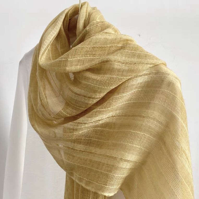 Eșarfă subțire din bumbac și dantelă din in pentru femei, eșarfă la modă de primăvară și toamnă, vară și protecție solară_voghion.com