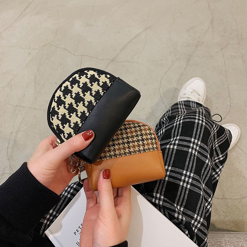 Canvas small coin purse women's short style compact mini fashion zipper key multi-layer hand coin card holder coin bag