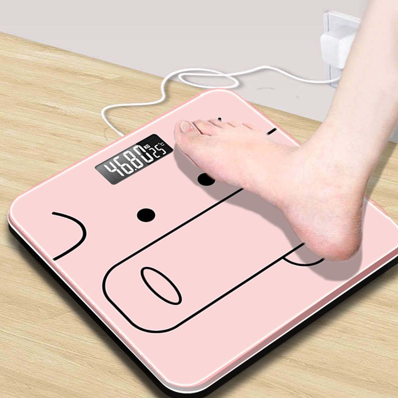 USB充电电子秤家用可爱体重秤卡通宿舍成人减肥小型精准人体秤